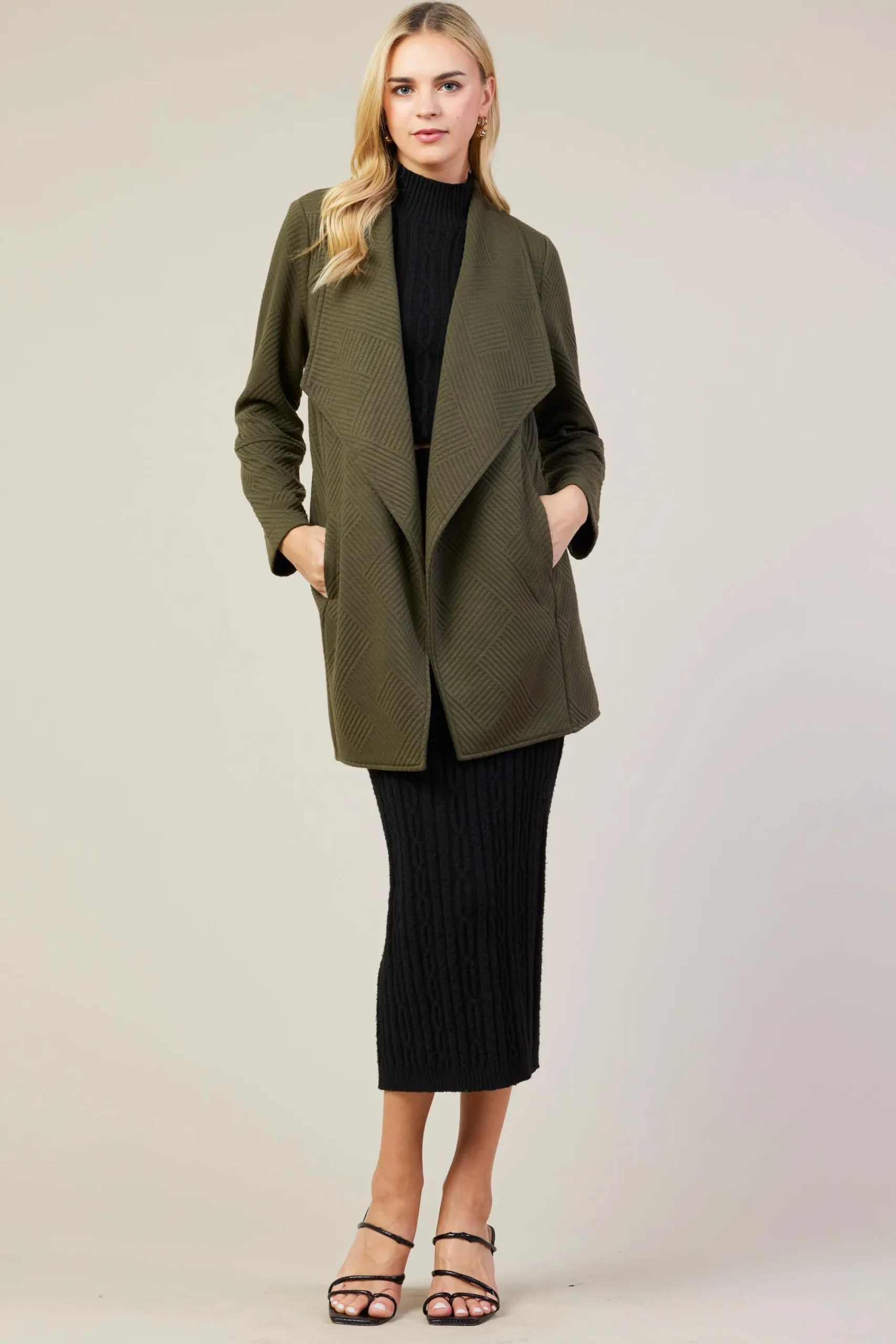 SKIES ARE BLUE Open Front Knit Cardigan* Outerwear