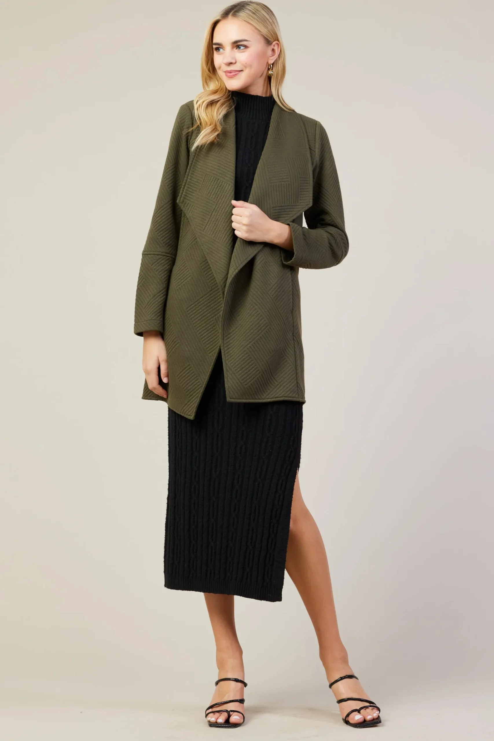 SKIES ARE BLUE Open Front Knit Cardigan* Outerwear