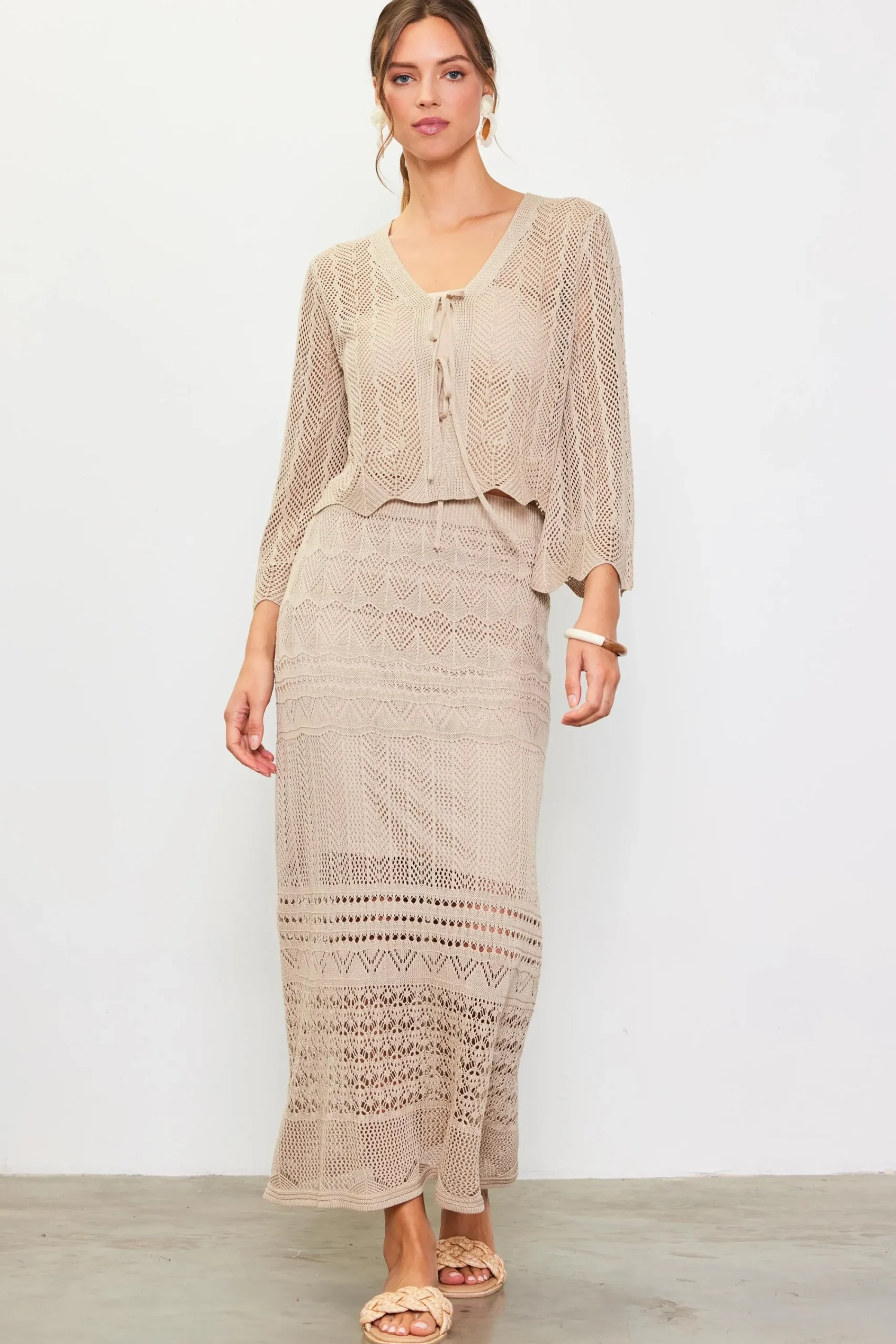 SKIES ARE BLUE Open Knit Midi Skirt* Skirts