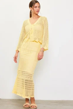 SKIES ARE BLUE Open Knit Midi Skirt* Skirts