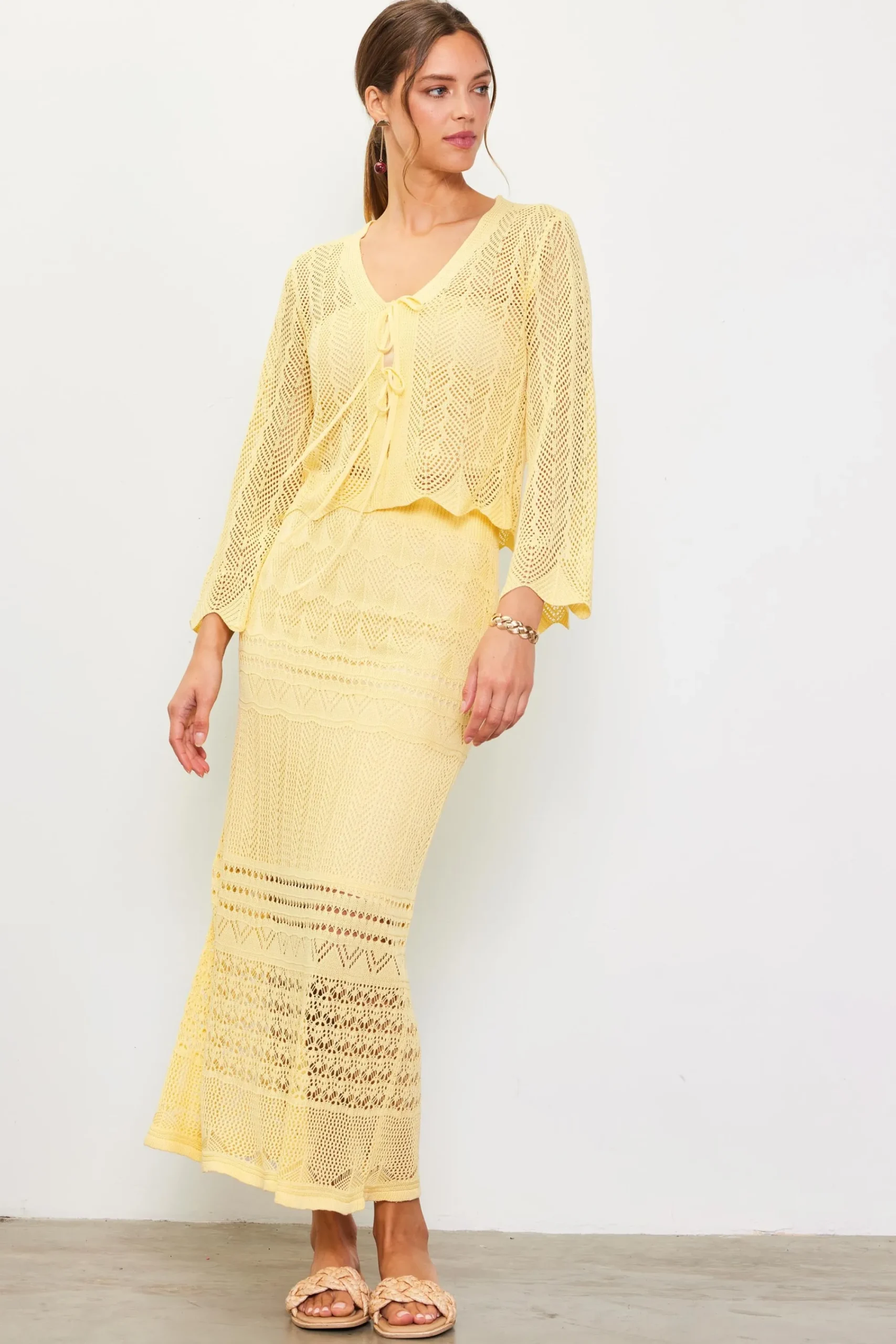 SKIES ARE BLUE Open Knit Midi Skirt* Skirts