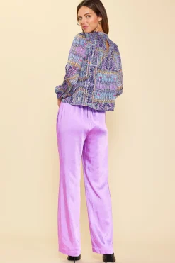 SKIES ARE BLUE Paisley Motif Smocked Detail Top* Long Sleeve Tops|Blouses