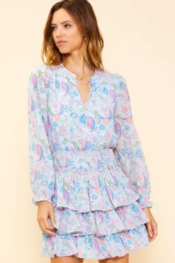 SKIES ARE BLUE Paisley Print Long Sleeve Dress* Mini Dresses