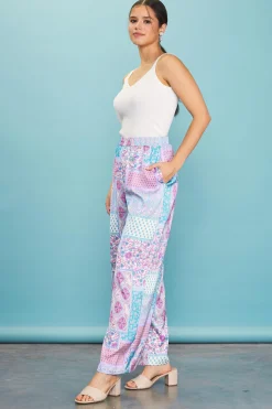 SKIES ARE BLUE Patch Print Wide-Leg Pants* Pants