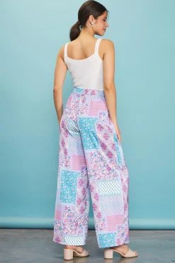 SKIES ARE BLUE Patch Print Wide-Leg Pants* Pants