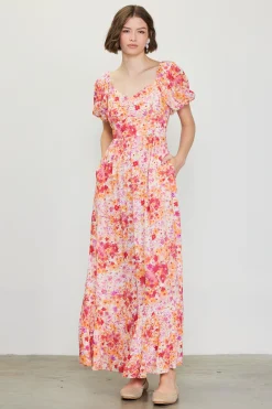 SKIES ARE BLUE Peachy Floral Print Maxi Dress* Maxi Dresses