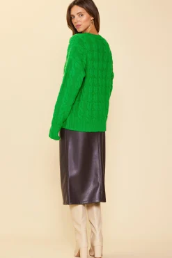 SKIES ARE BLUE Pearl Detail Cable Knit Sweater* Sweaters