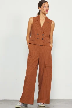 SKIES ARE BLUE Pinstriped Cargo Wide Leg Pants* Pants