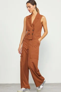 SKIES ARE BLUE Pinstriped Double Breasted Vest* Sleeveless Tops