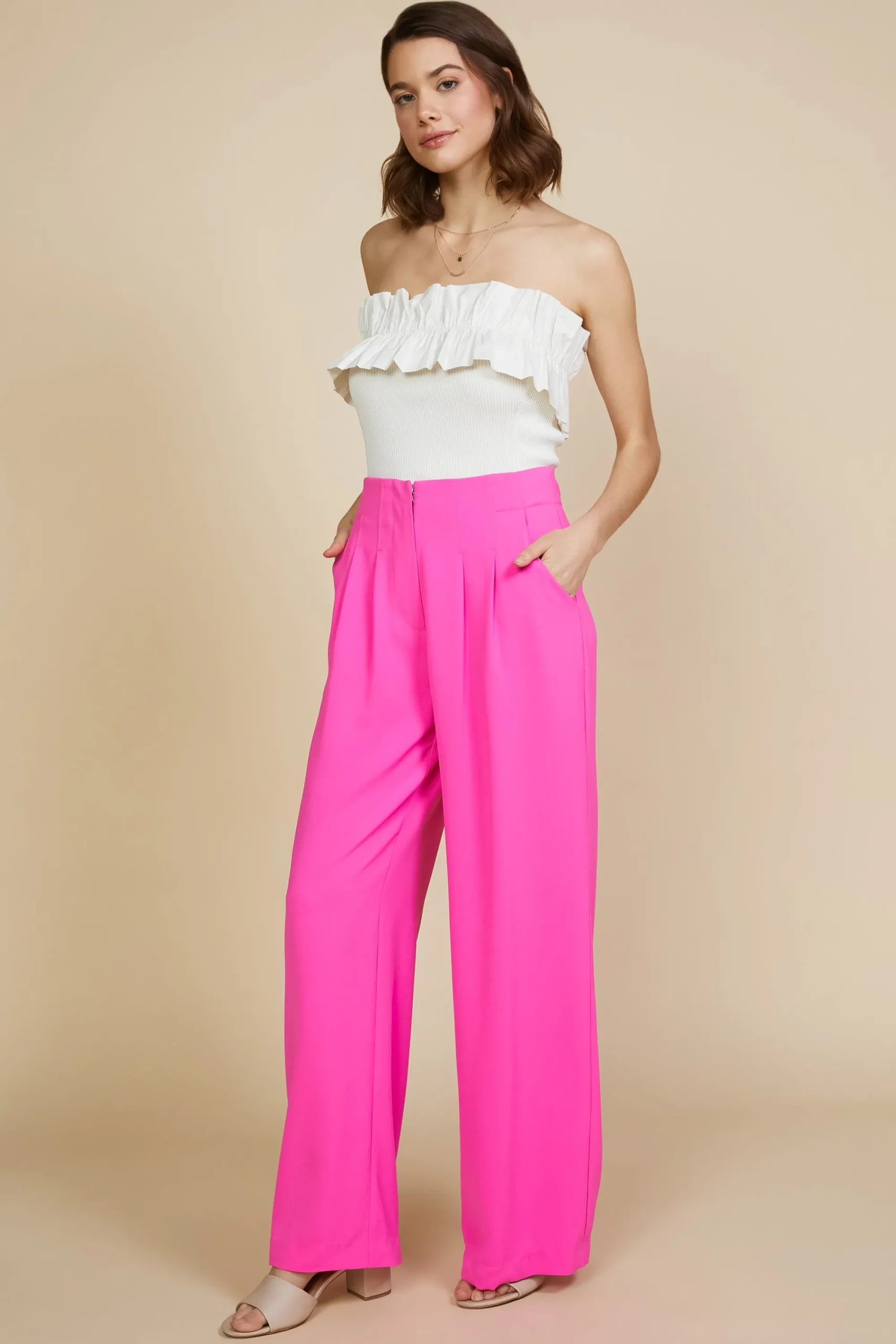 SKIES ARE BLUE Pintuck Wide Pants* Pants