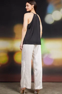 SKIES ARE BLUE Pleated Detailing Halter Top* Sleeveless Tops