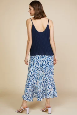 SKIES ARE BLUE Pleated Lace Detail Cami Top* Sleeveless Tops