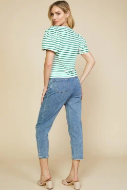 SKIES ARE BLUE Pleated Sleeve Knit Top* Short Sleeve Tops