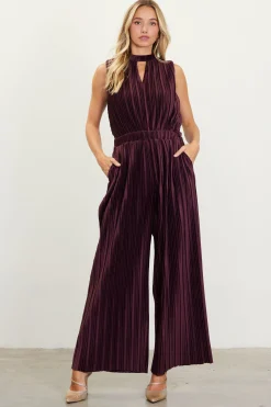 SKIES ARE BLUE Pleated Velvet Jumpsuit* Jumpsuits