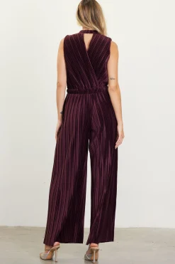 SKIES ARE BLUE Pleated Velvet Jumpsuit* Jumpsuits