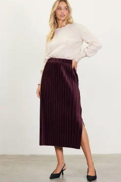 SKIES ARE BLUE Pleated Velvet Midi Skirt* Skirts