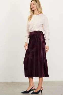 SKIES ARE BLUE Pleated Velvet Midi Skirt* Skirts