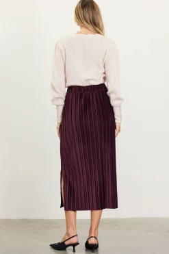 SKIES ARE BLUE Pleated Velvet Midi Skirt* Skirts