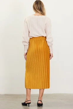 SKIES ARE BLUE Pleated Velvet Midi Skirt* Skirts