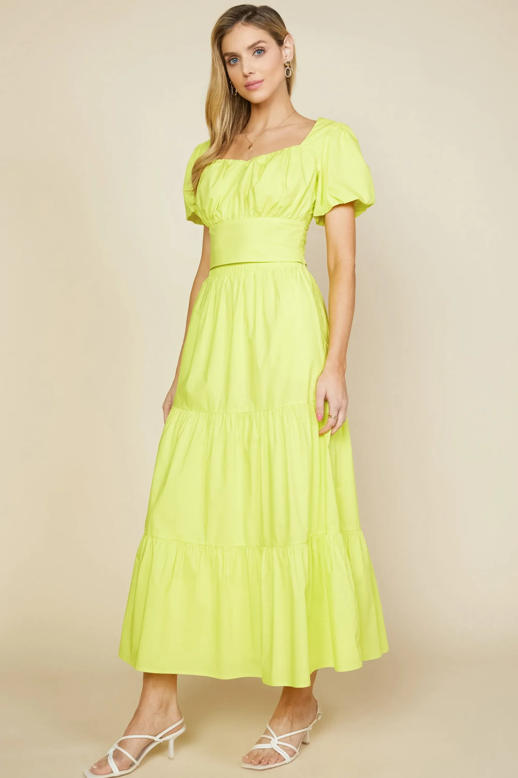 SKIES ARE BLUE Poplin Bubble Sleeve Crop Top* Short Sleeve Tops