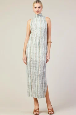 SKIES ARE BLUE Printed Crochet Sleeveless Dress* Midi Dresses