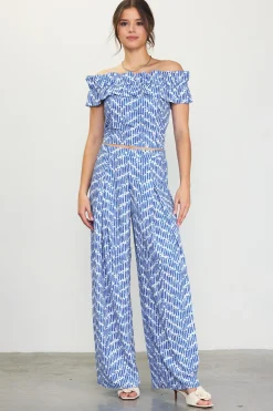 SKIES ARE BLUE Printed Wide-Leg Pants* Pants