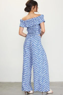 SKIES ARE BLUE Printed Wide-Leg Pants* Pants