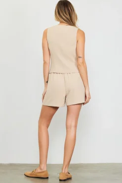 SKIES ARE BLUE Recycled Button Down Vest* Sleeveless Tops