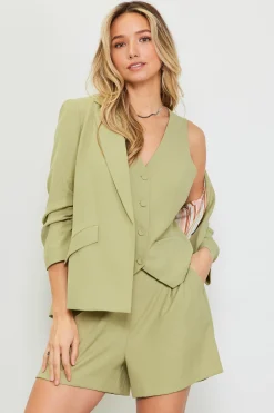 SKIES ARE BLUE Recycled Button Down Vest* Sleeveless Tops