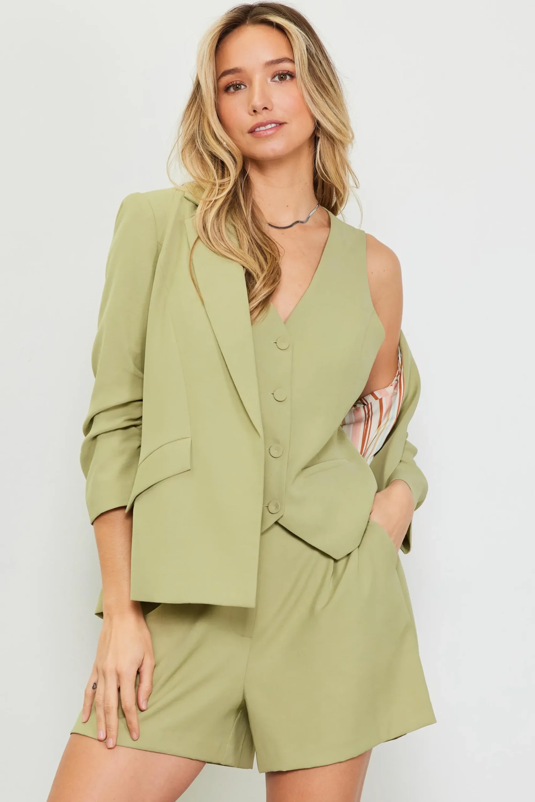 SKIES ARE BLUE Recycled Button Down Vest* Sleeveless Tops