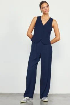 SKIES ARE BLUE Recycled Button Down Vest* Sleeveless Tops