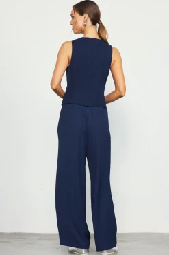 SKIES ARE BLUE Recycled Button Down Vest* Sleeveless Tops