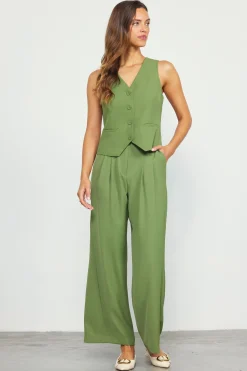 SKIES ARE BLUE Recycled Button Down Vest* Sleeveless Tops