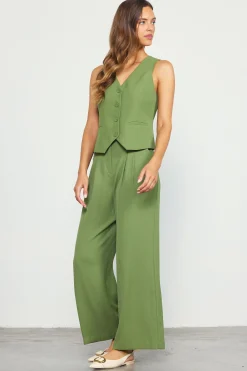 SKIES ARE BLUE Recycled Button Down Vest* Sleeveless Tops