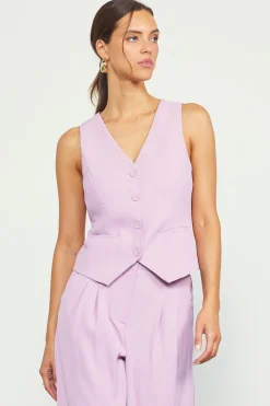 SKIES ARE BLUE Recycled Button Down Vest* Sleeveless Tops