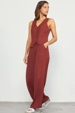 SKIES ARE BLUE Recycled Button Down Vest* Sleeveless Tops