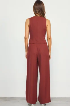 SKIES ARE BLUE Recycled Button Down Vest* Sleeveless Tops