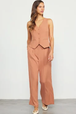 SKIES ARE BLUE Recycled Button Down Vest* Sleeveless Tops