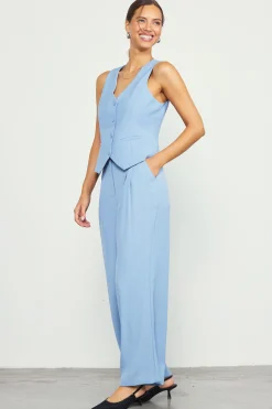 SKIES ARE BLUE Recycled Button Down Vest* Sleeveless Tops