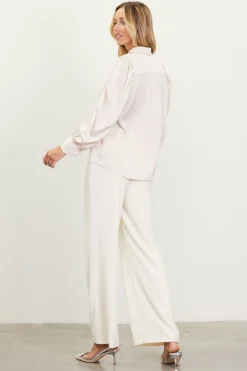 SKIES ARE BLUE Recycled Button-Up Blouse* Blouses|Long Sleeve Tops