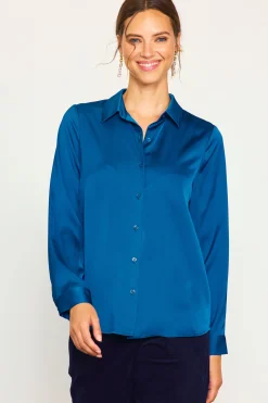 SKIES ARE BLUE Recycled Classic Button Down Top* Blouses|Long Sleeve Tops