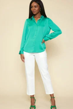 SKIES ARE BLUE Recycled Classic Button Down Top* Blouses|Long Sleeve Tops