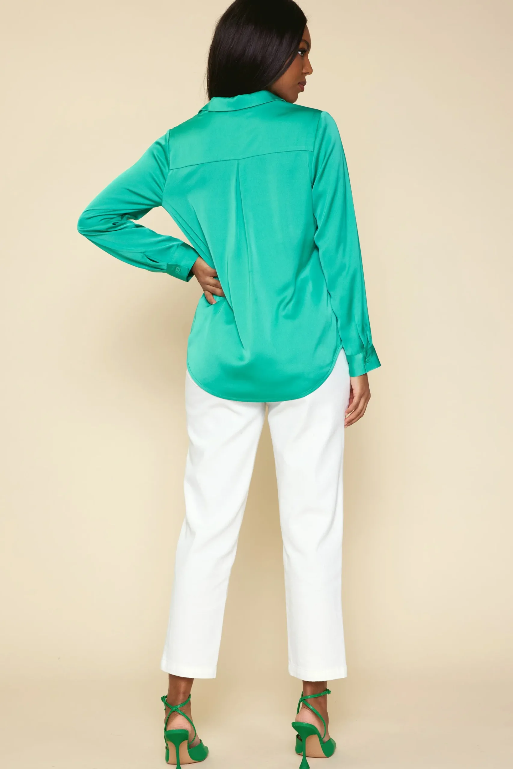 SKIES ARE BLUE Recycled Classic Button Down Top* Blouses|Long Sleeve Tops