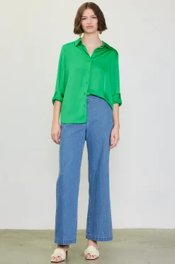 SKIES ARE BLUE Recycled Classic Button Down Top* Blouses|Long Sleeve Tops