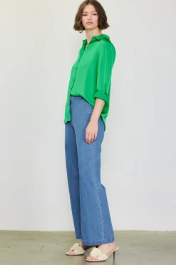 SKIES ARE BLUE Recycled Classic Button Down Top* Blouses|Long Sleeve Tops