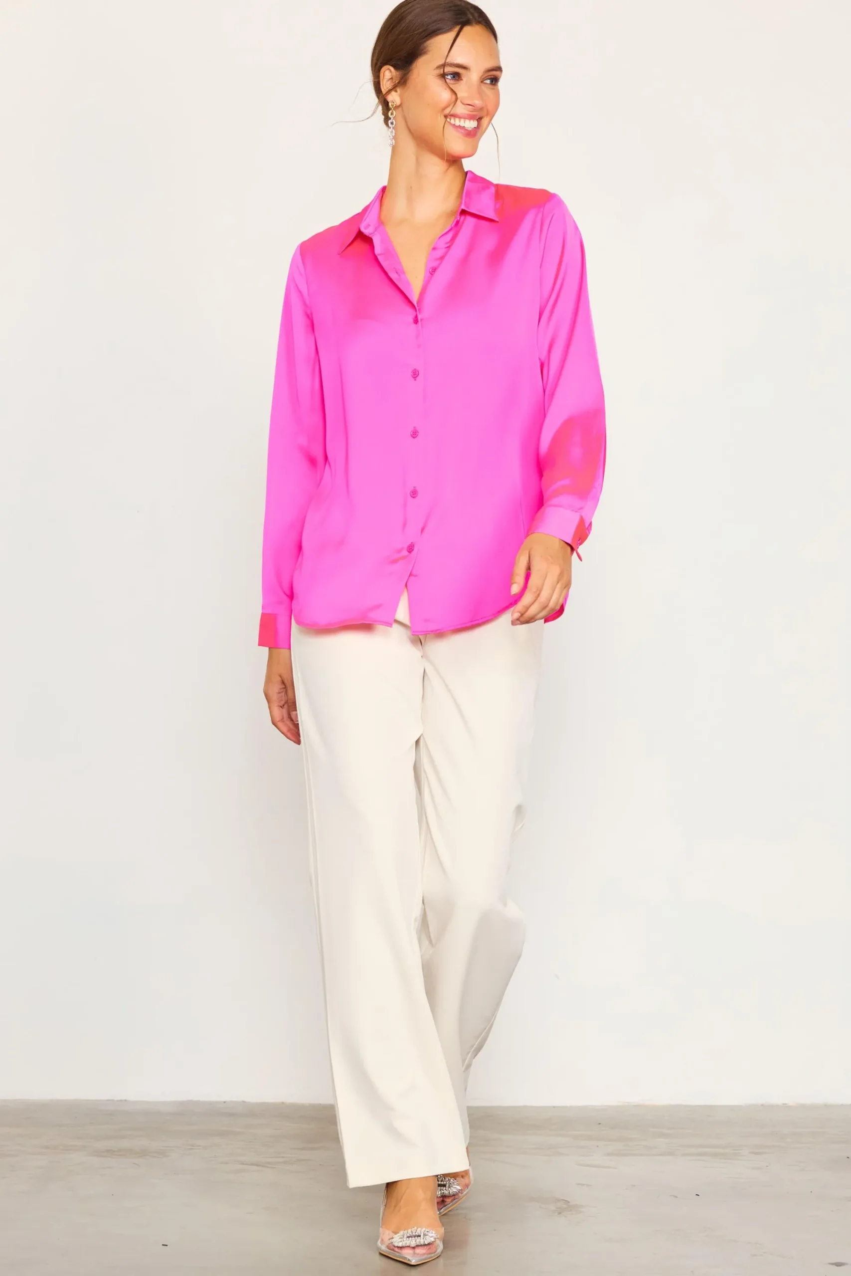 SKIES ARE BLUE Recycled Classic Button Down Top* Blouses|Long Sleeve Tops