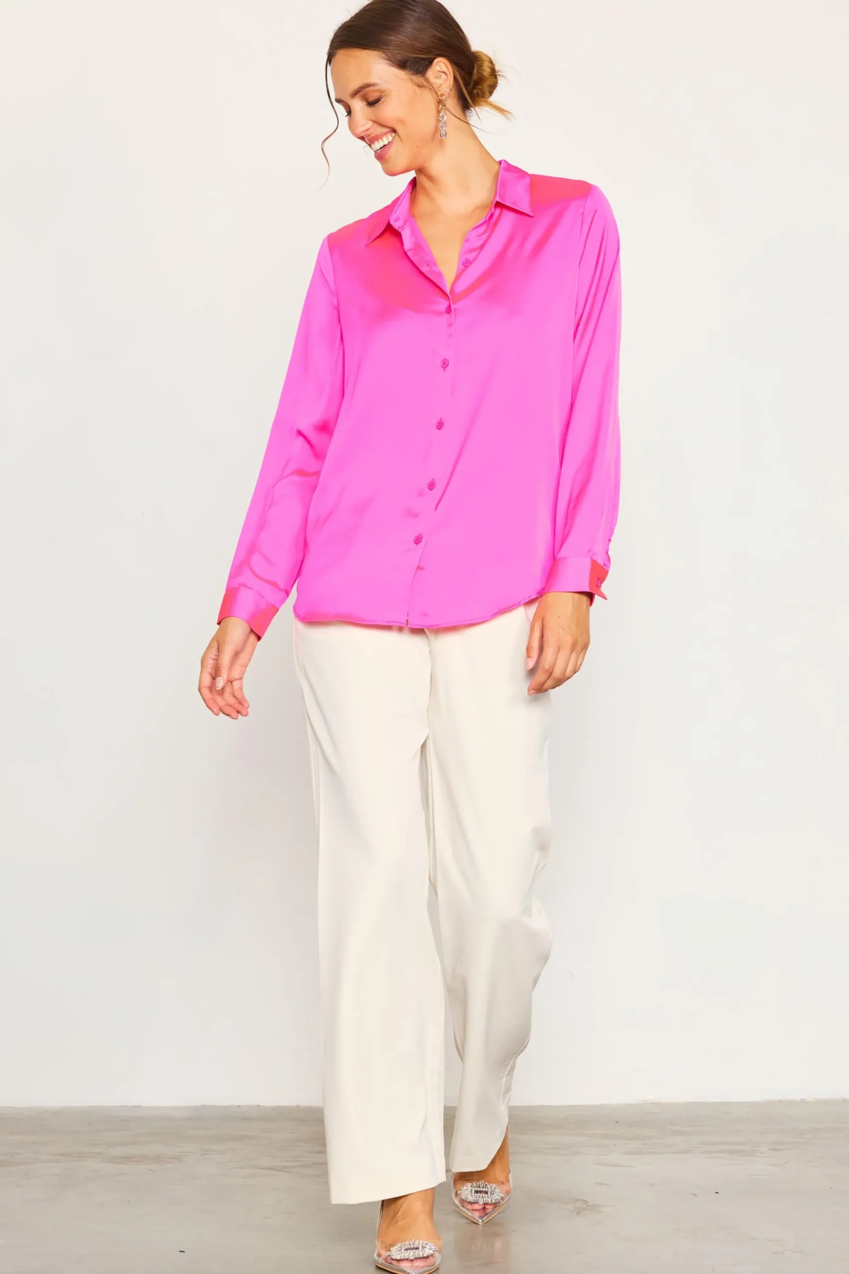 SKIES ARE BLUE Recycled Classic Button Down Top* Blouses|Long Sleeve Tops