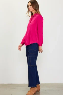 SKIES ARE BLUE Recycled Classic Button Down Top* Blouses|Long Sleeve Tops