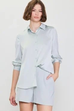 SKIES ARE BLUE Recycled Classic Button Down Top* Blouses|Long Sleeve Tops