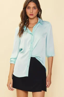 SKIES ARE BLUE Recycled Classic Button Down Top* Blouses